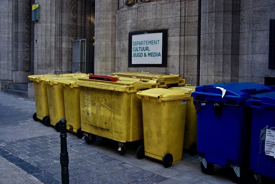 HD wallpaper: plastic trash bin lot, tin, aluminium, trash can ...